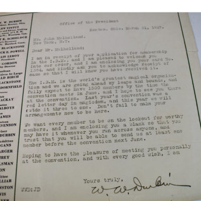 Magic History: IBM Membership Acceptance Letter to John Mulholland signed by Durbin  1927 - Image 2