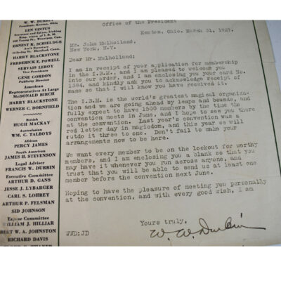 Magic History: IBM Membership Acceptance Letter to John Mulholland signed by Durbin  1927 - Image 4