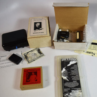 Flash Point (Sun Magic), Miracle Box and Flame Thrower Match (both by John Kennedy) and Inferno. 4 great effects from the 1980’s!!
