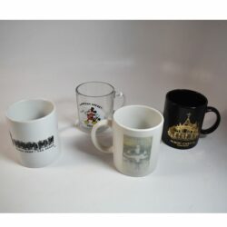 4 unused magic themed coffee mugs: Magic Castle, Brendamour, Magic Mickey and Houdini Magic Shop