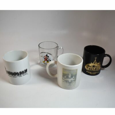 4 unused magic themed coffee mugs: Magic Castle, Brendamour, Magic Mickey and Houdini Magic Shop