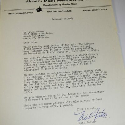Neil Foster Ephemera Package with signed letter on Abbott Stationary - Image 4