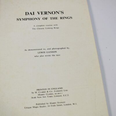 Dai Vernon Symphony of the Rings: Harry Stanley: Singed by Vernon - Image 2