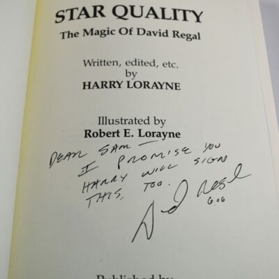 Star Quality the Magic of David Regal:1987 Harry Lorayne: autographed by Regal - Image 2
