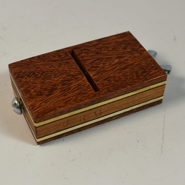 Babcock Block Bolt and Coin Penetration: fancy wood inlay version: half dollar size