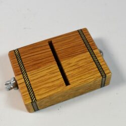 Babcock Block Bolt and Coin Penetration: fancy wood inlay version: silver dollar size!